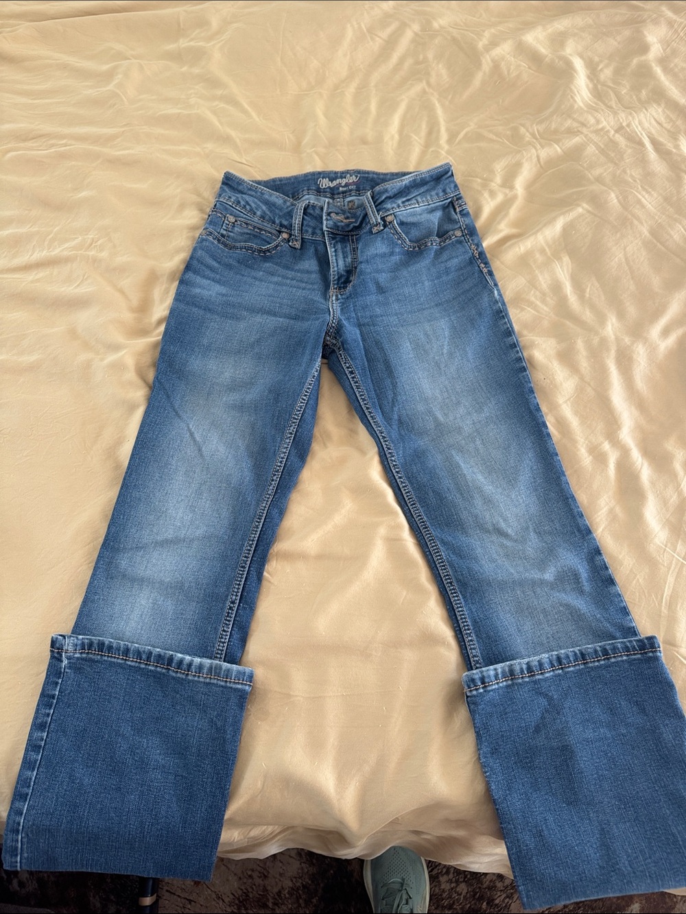 Wrangler Blue Patchwork Flare Jeans - Picture 5 of 5
